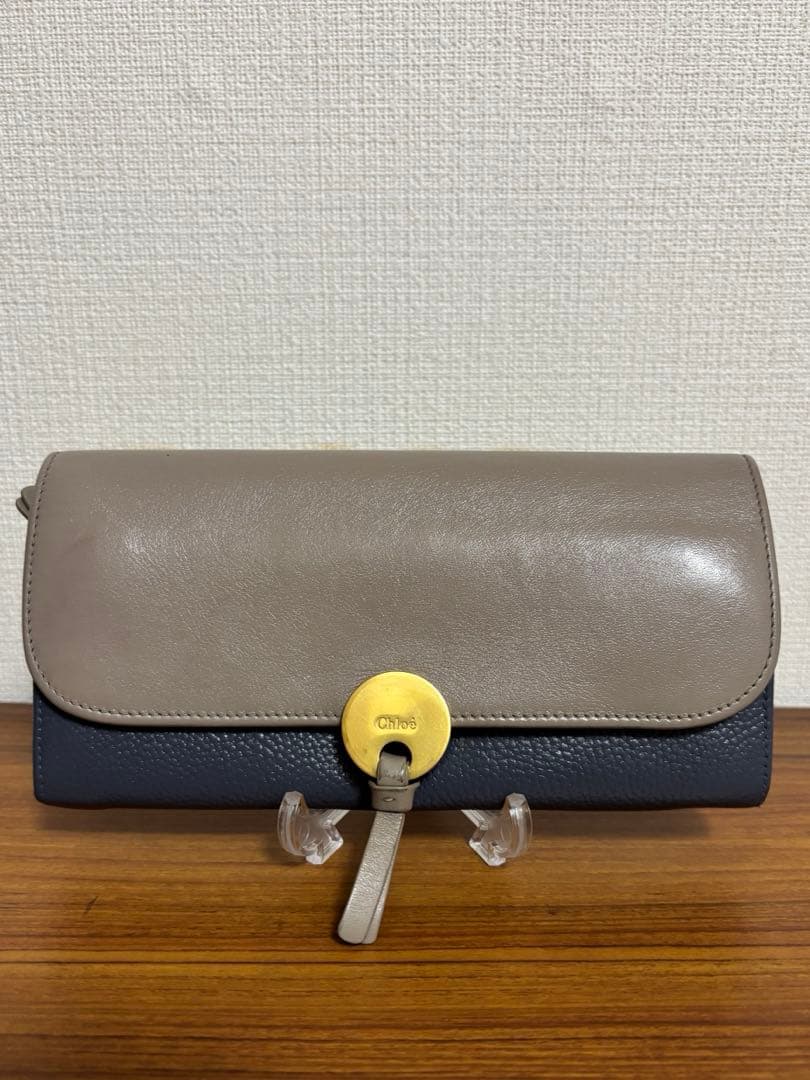 Chloé クロエ バイカラー レザー フラップ長財布 美品