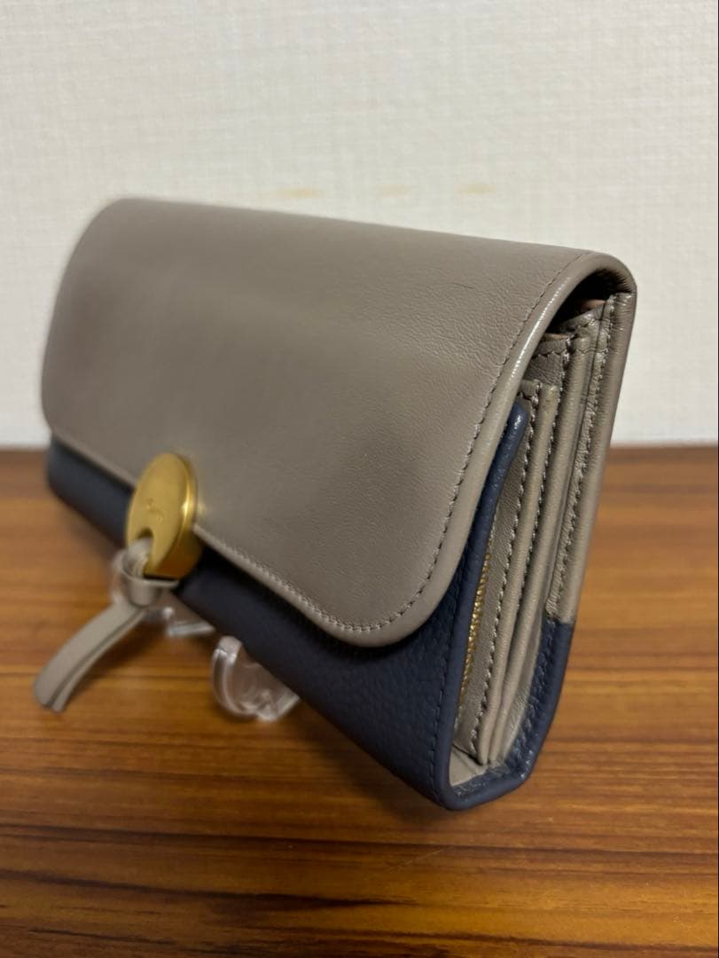 Chloé クロエ バイカラー レザー フラップ長財布 美品