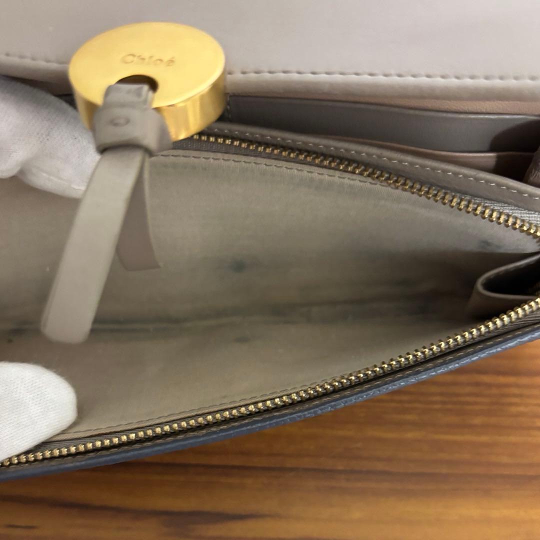 Chloé クロエ バイカラー レザー フラップ長財布 美品