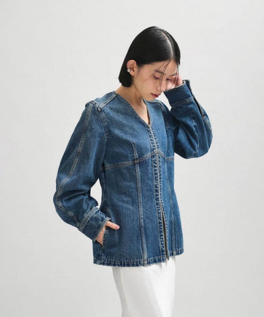 ADAM ET ROPE' フロントホックデニムブラウス