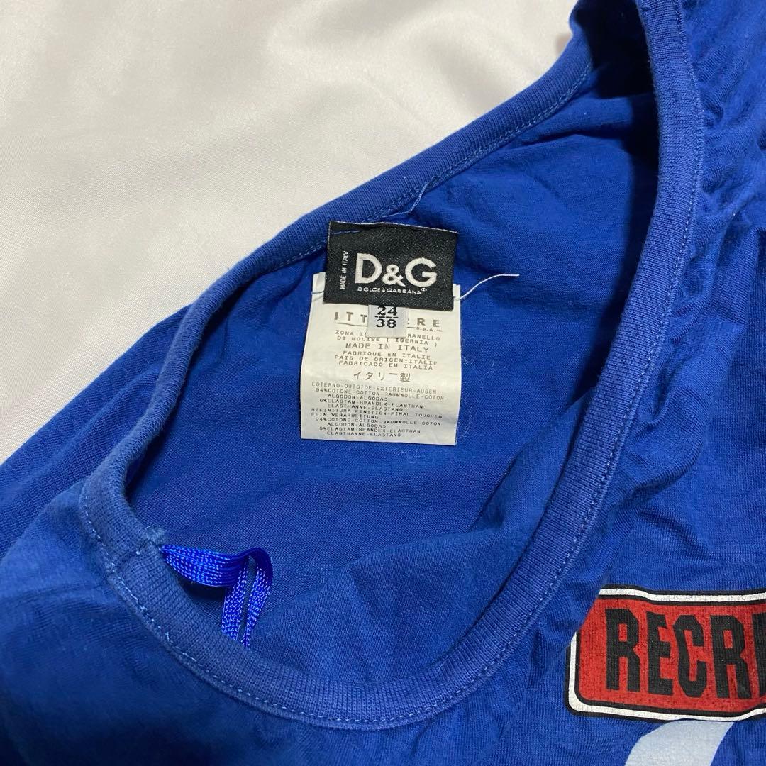 D&G フリル付き青Tシャツ ワンショルダー