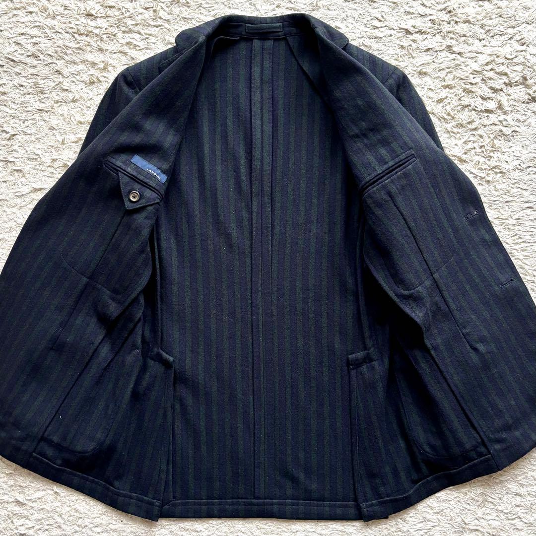 【イタリア製】ラルディーニ テーラードジャケット グリーン ストライプ 44