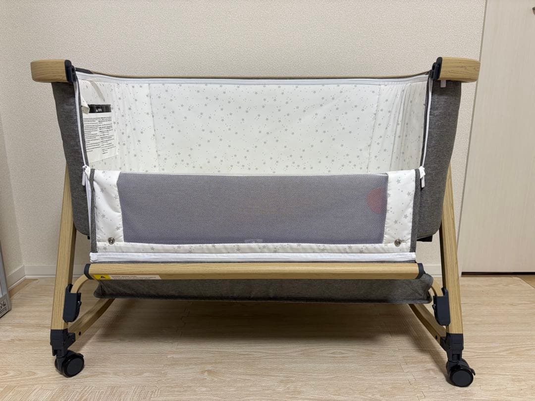 HZDMJ ベビーベッド　高さ調節可　コンパクト　折り畳み　ゆりかご