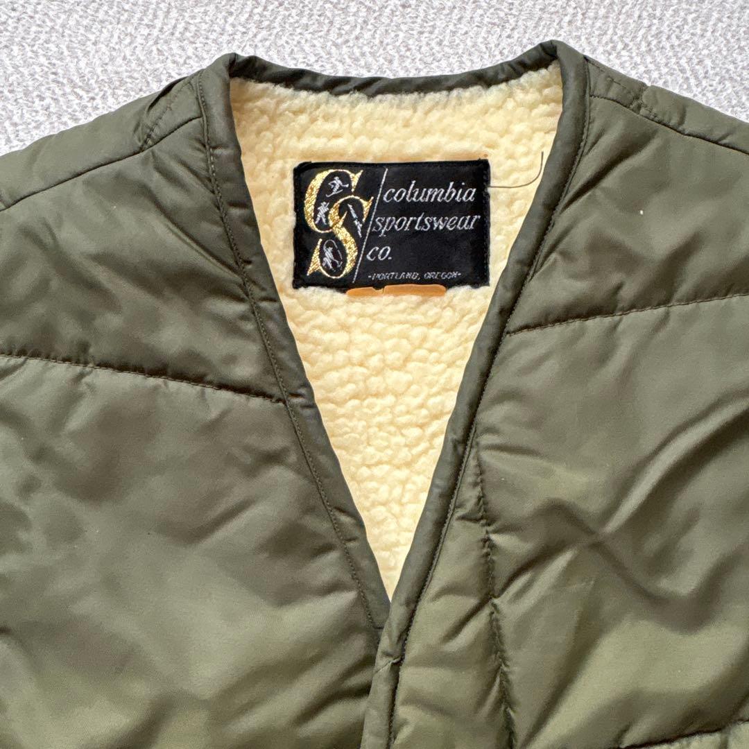 60s70s黒タグコロンビア　キルティングベスト　ボアl.l bean