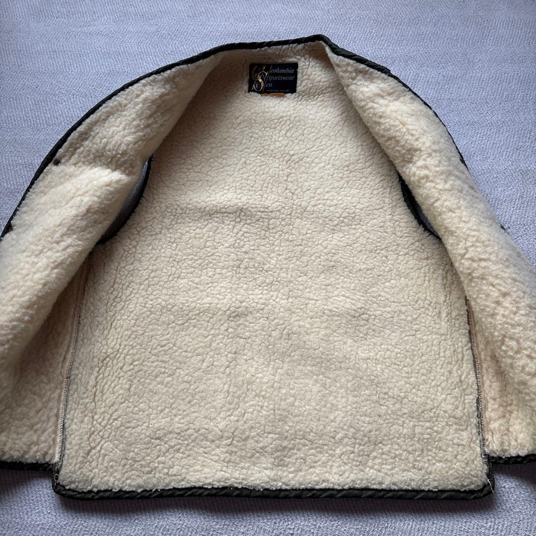 60s70s黒タグコロンビア　キルティングベスト　ボアl.l bean