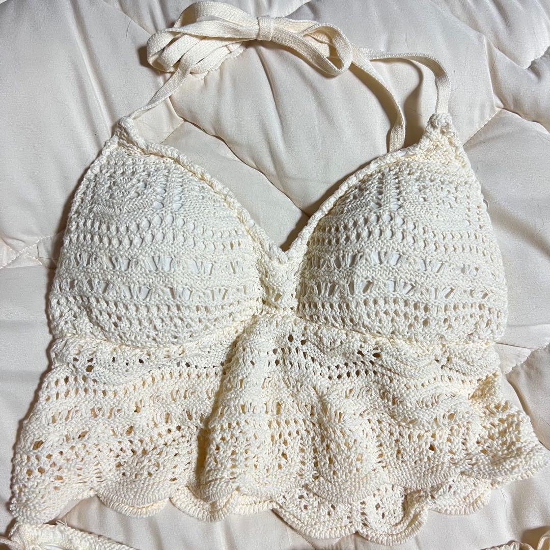 ごまリリーブラウン ニットビキニ 水着