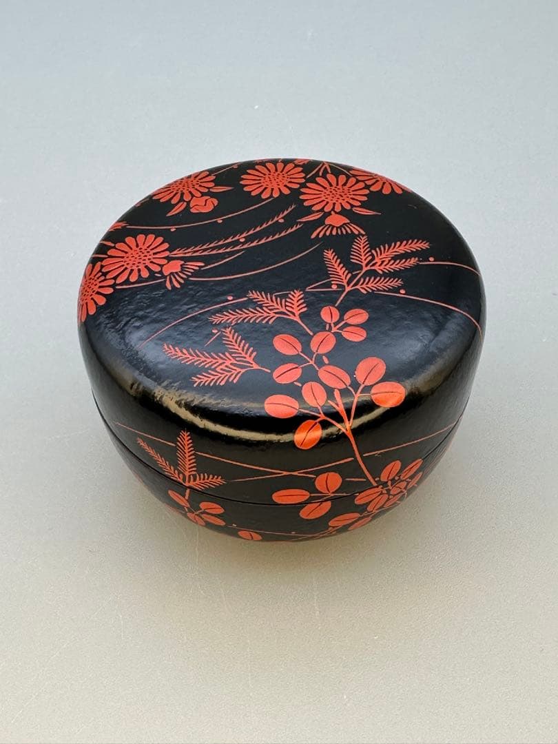 茶道具　香合　鈴木光入　秋草蒔絵