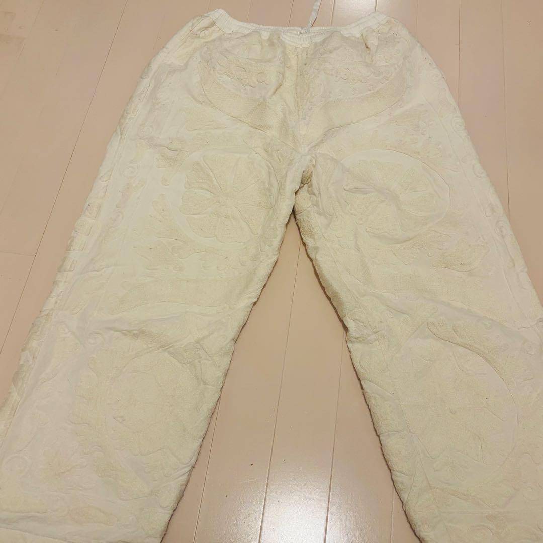 手刺繍　ホワイトスザニパンツ　インド　　ポキプシー　　pokipcee