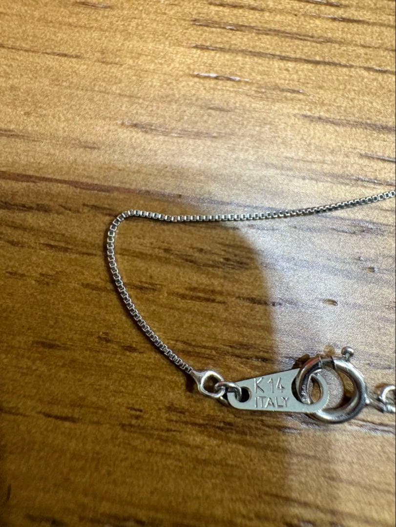 ★K14 イタリア刻印★ストーン付き ネックレス　K14WG刻印