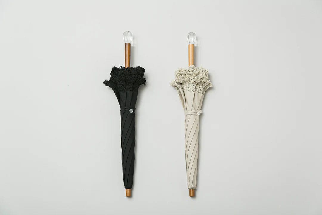 【大森商店】日傘 フリンジ大40cm 白(傘袋付き）