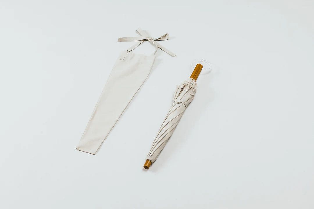 【大森商店】日傘 フリンジ大40cm 白(傘袋付き）