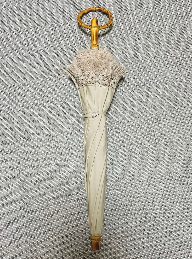 【大森商店】日傘 フリンジ大40cm 白(傘袋付き）