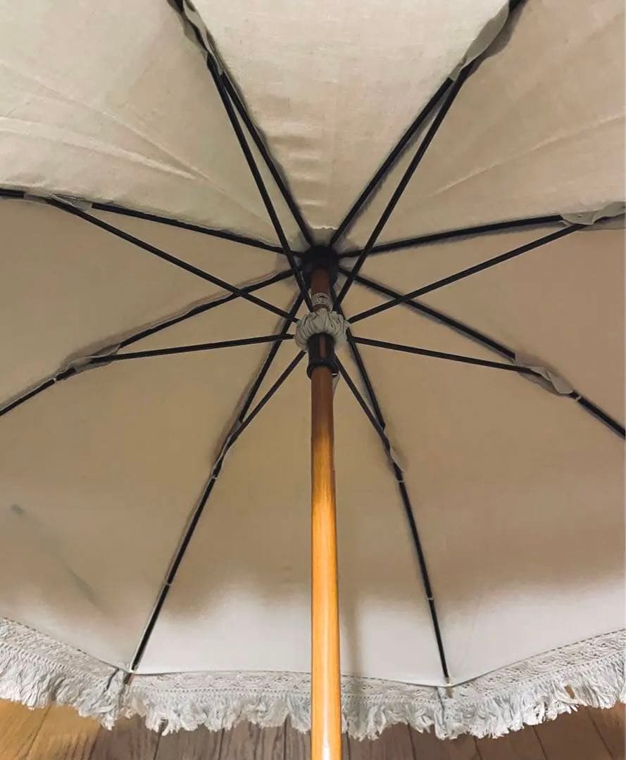 【大森商店】日傘 フリンジ大40cm 白(傘袋付き）
