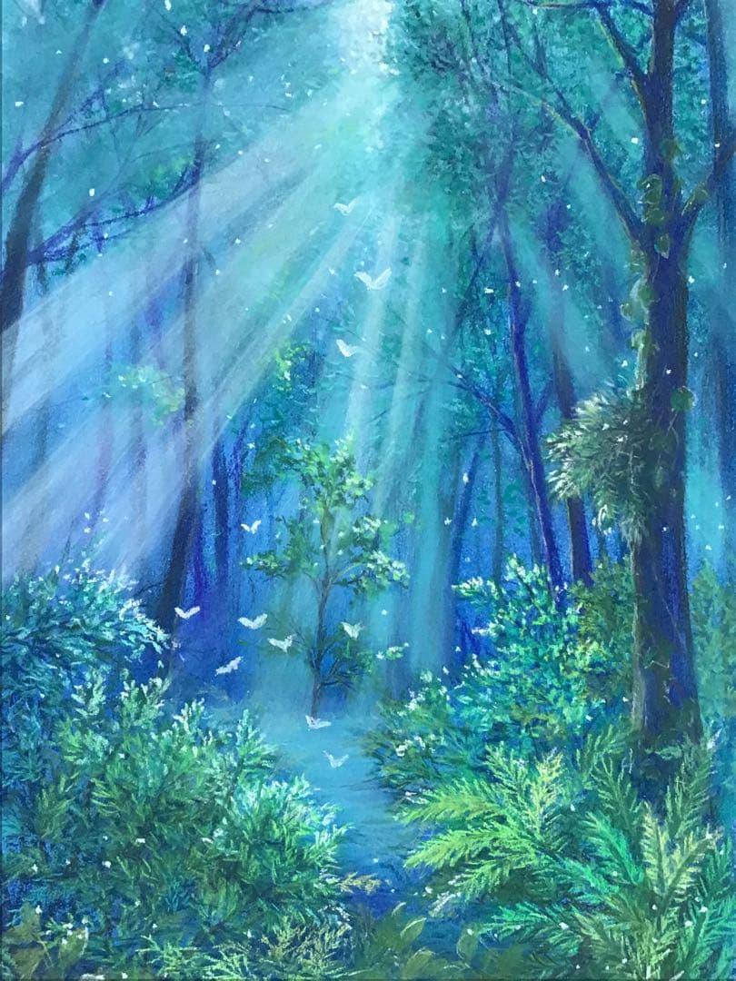 リラの花の妖精　ハンドメイドパステル画　絵画アート原画