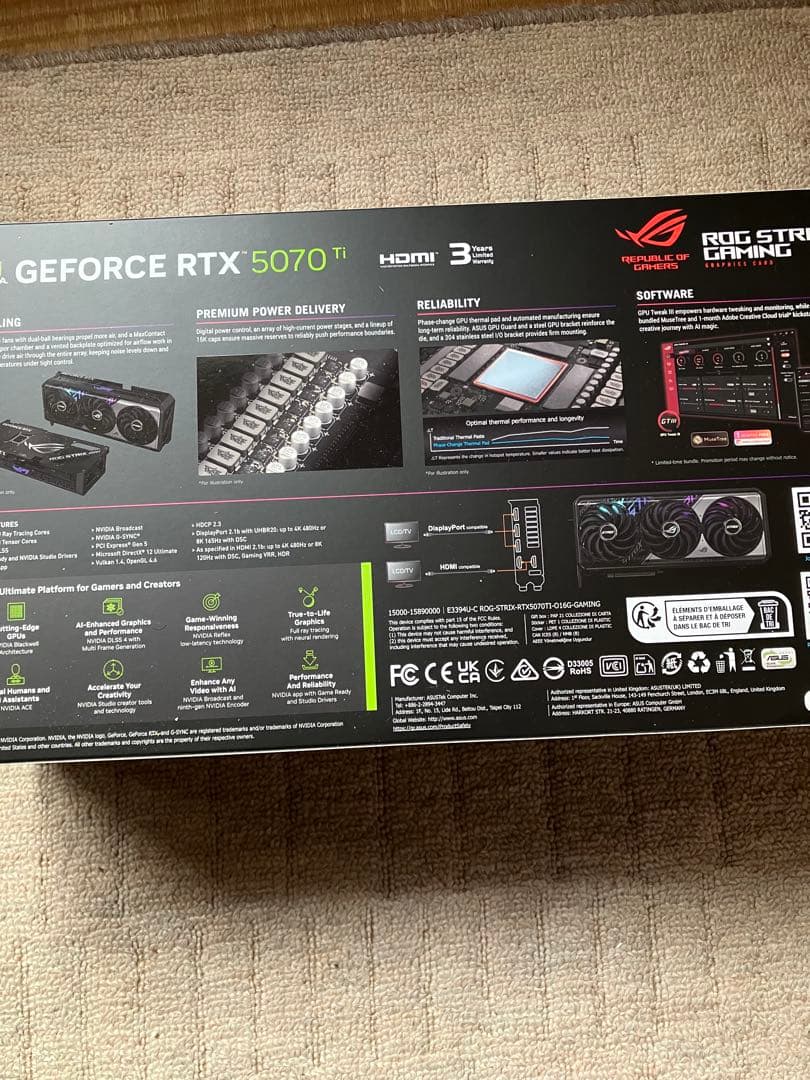 新品未使用ROG Strix GeForce RTX 5070 Ti OC
