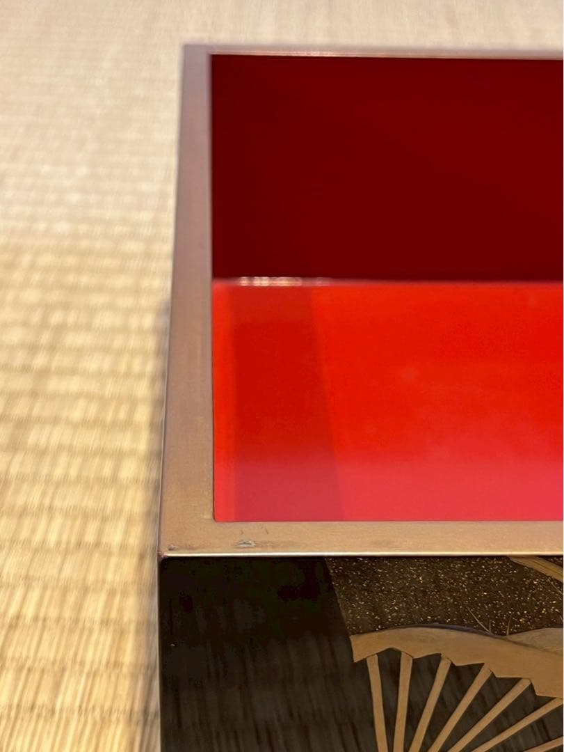 時代漆器 扇面金銀高蒔絵 三段重箱 / 加賀蒔絵 木製漆器 茶懐石道具