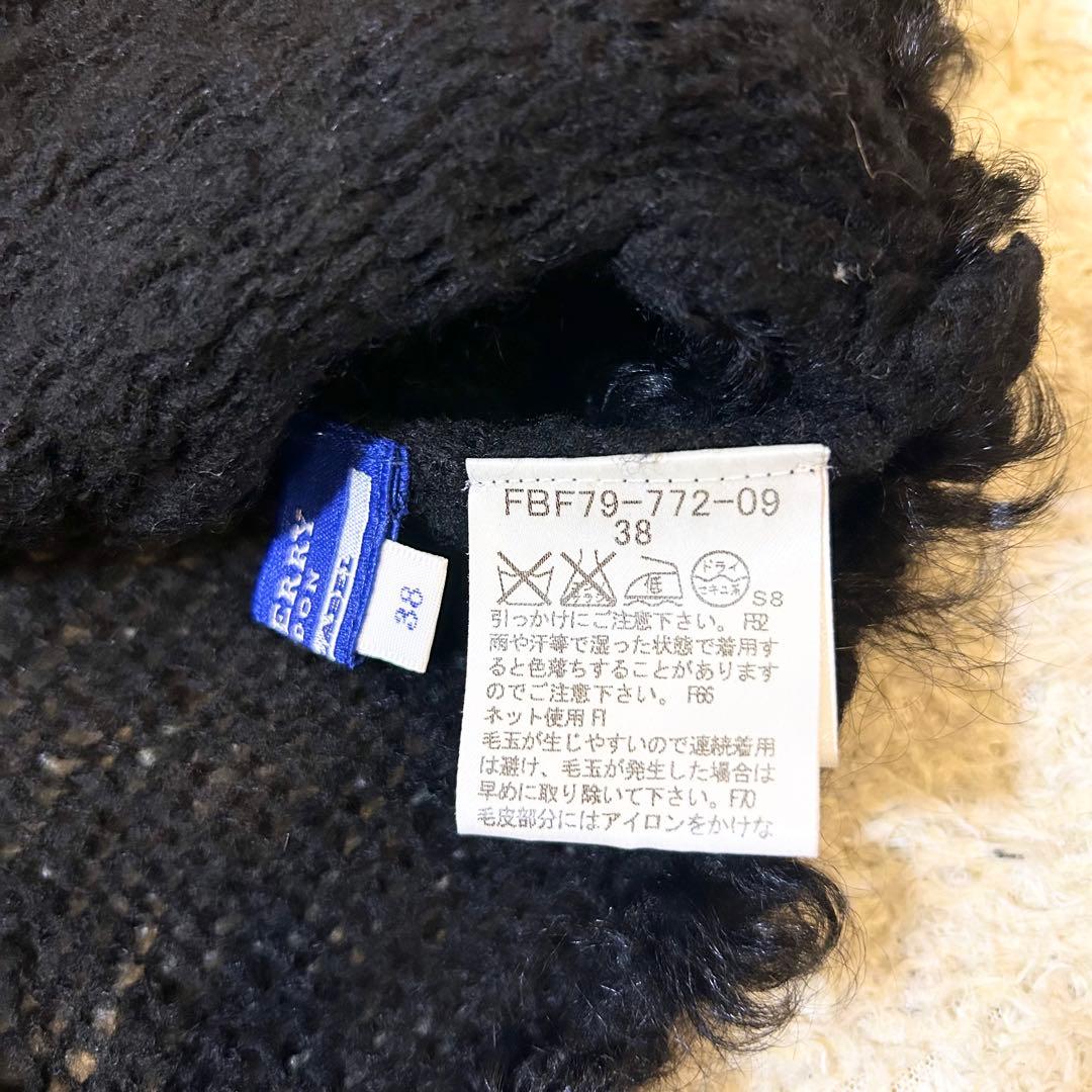 美品✨️BURBERRY ラム 毛皮 ウール ティペット ボレロ カーディガン