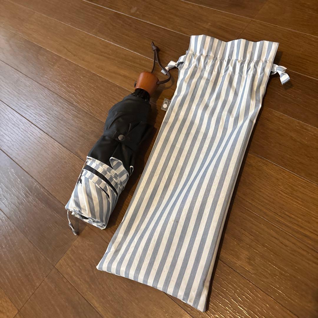 折りたたみ日傘３段折 ストライプ(青＆白)