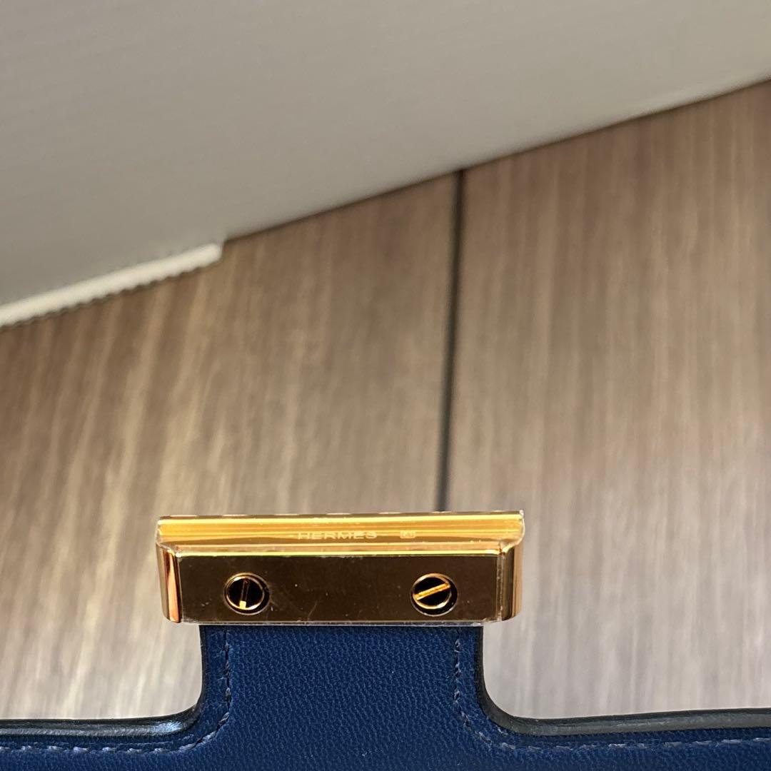 エルメス　バッグ　財布　ウォレット　コンスタンス　スリム　ネイビー