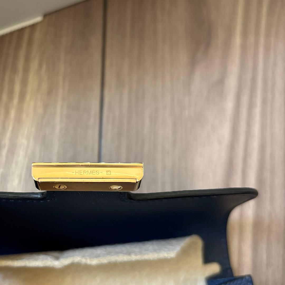 エルメス　バッグ　財布　ウォレット　コンスタンス　スリム　ネイビー