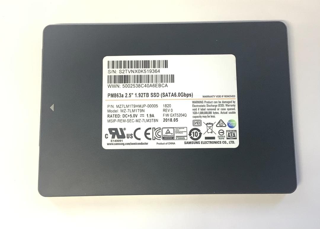 ②-WA194-SAMSUNG SATA 1.92TB SSD 2.5 1点
