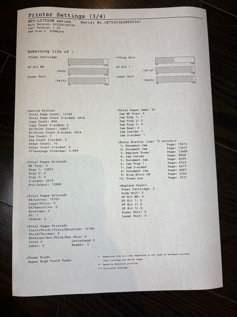 brother MFC-L5755DW 動作品 レーザープリンタ　複合機