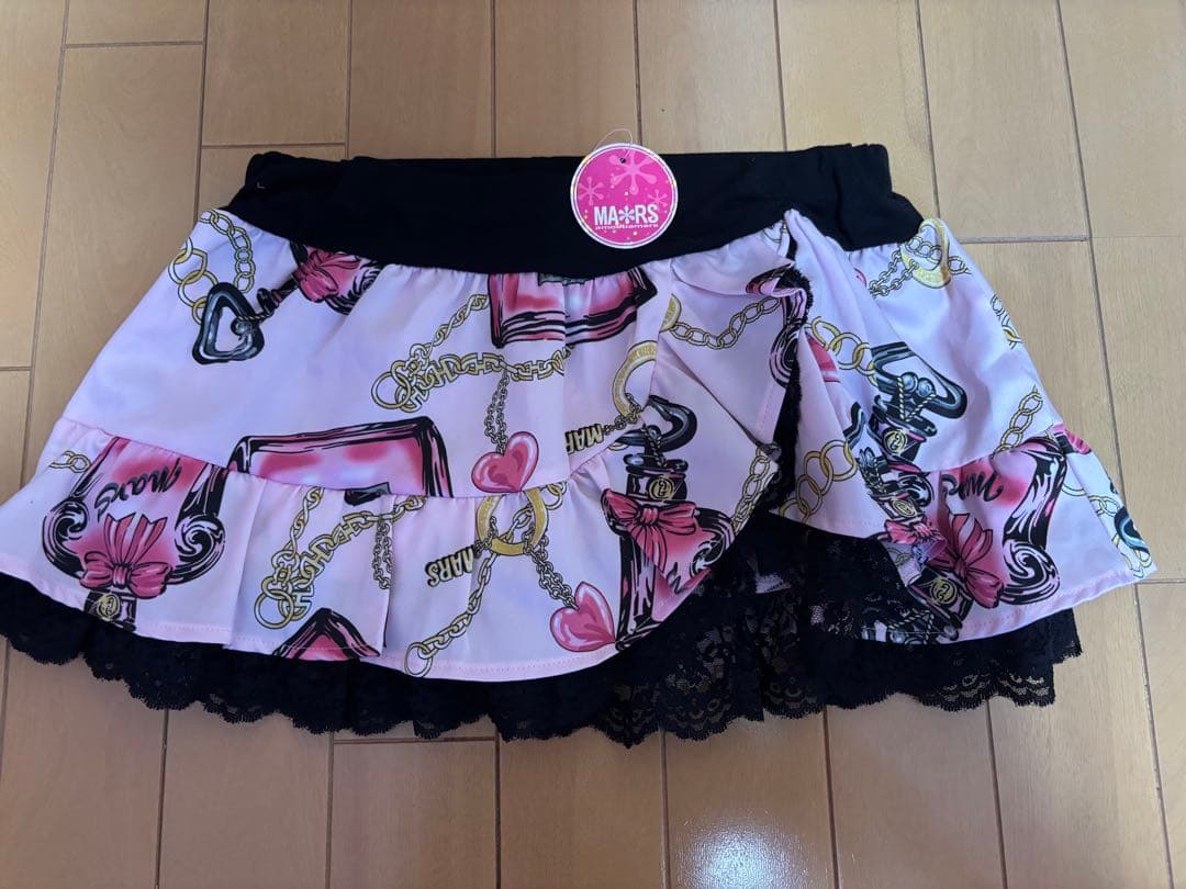 新品未使用 MARS フレアスカート パフューム柄 ピンク/ブラック