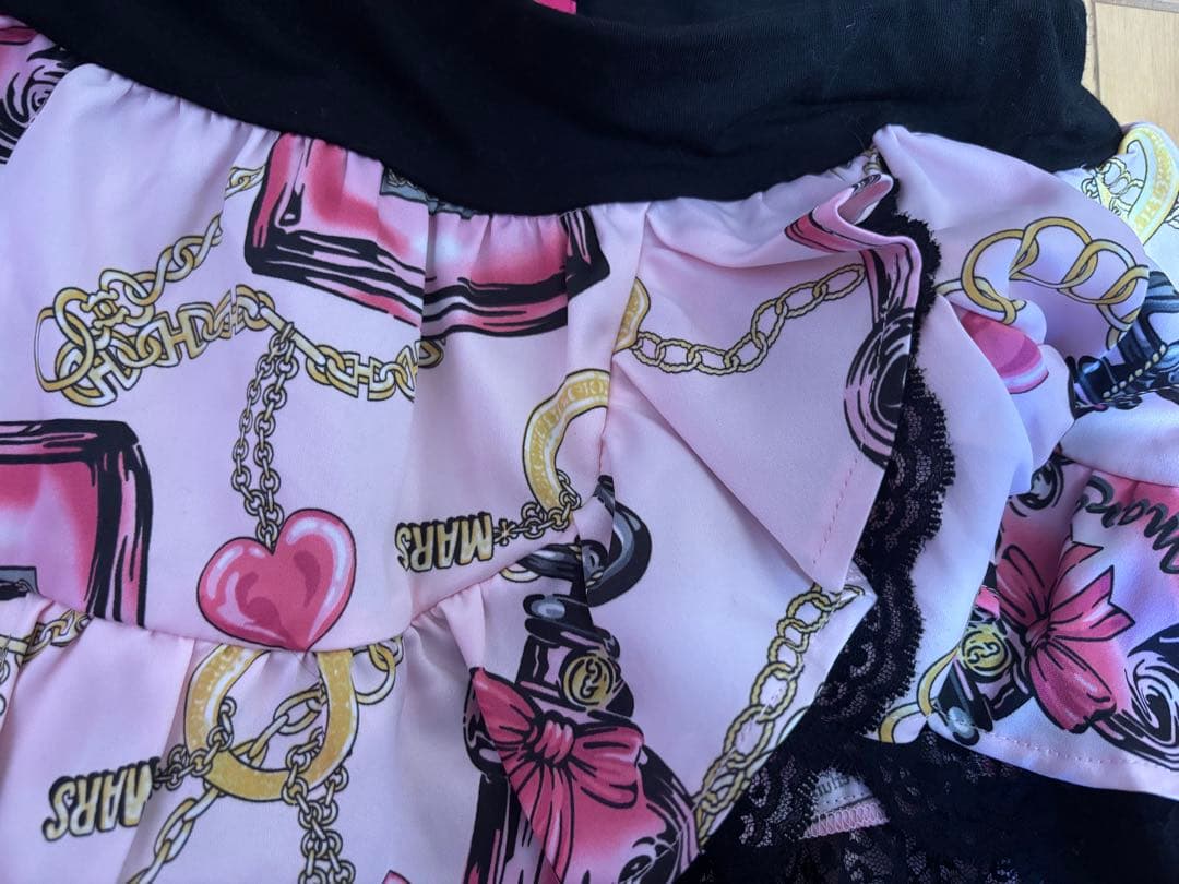 新品未使用 MARS フレアスカート パフューム柄 ピンク/ブラック