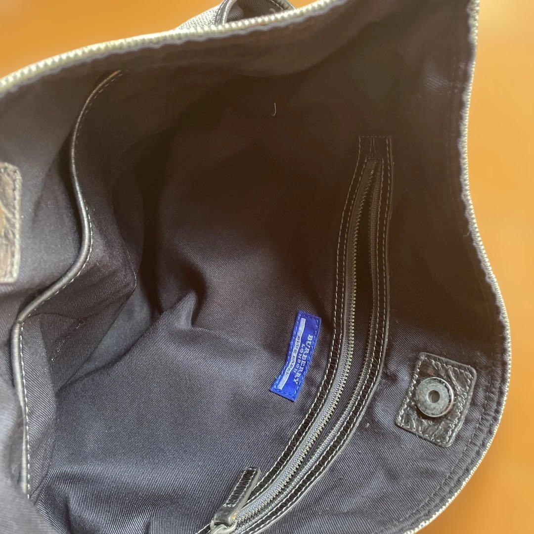 バーバリーブルーレーベル トートバッグ 肩掛け キャンバス ロゴ レザー