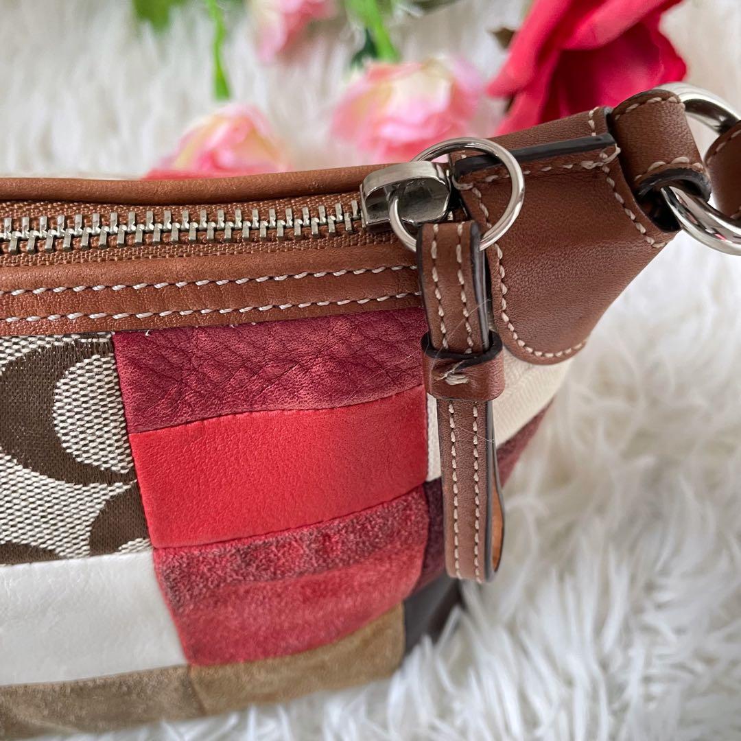 COACHコーチ パッチワークアクセサリーポーチショルダーバッグ7048