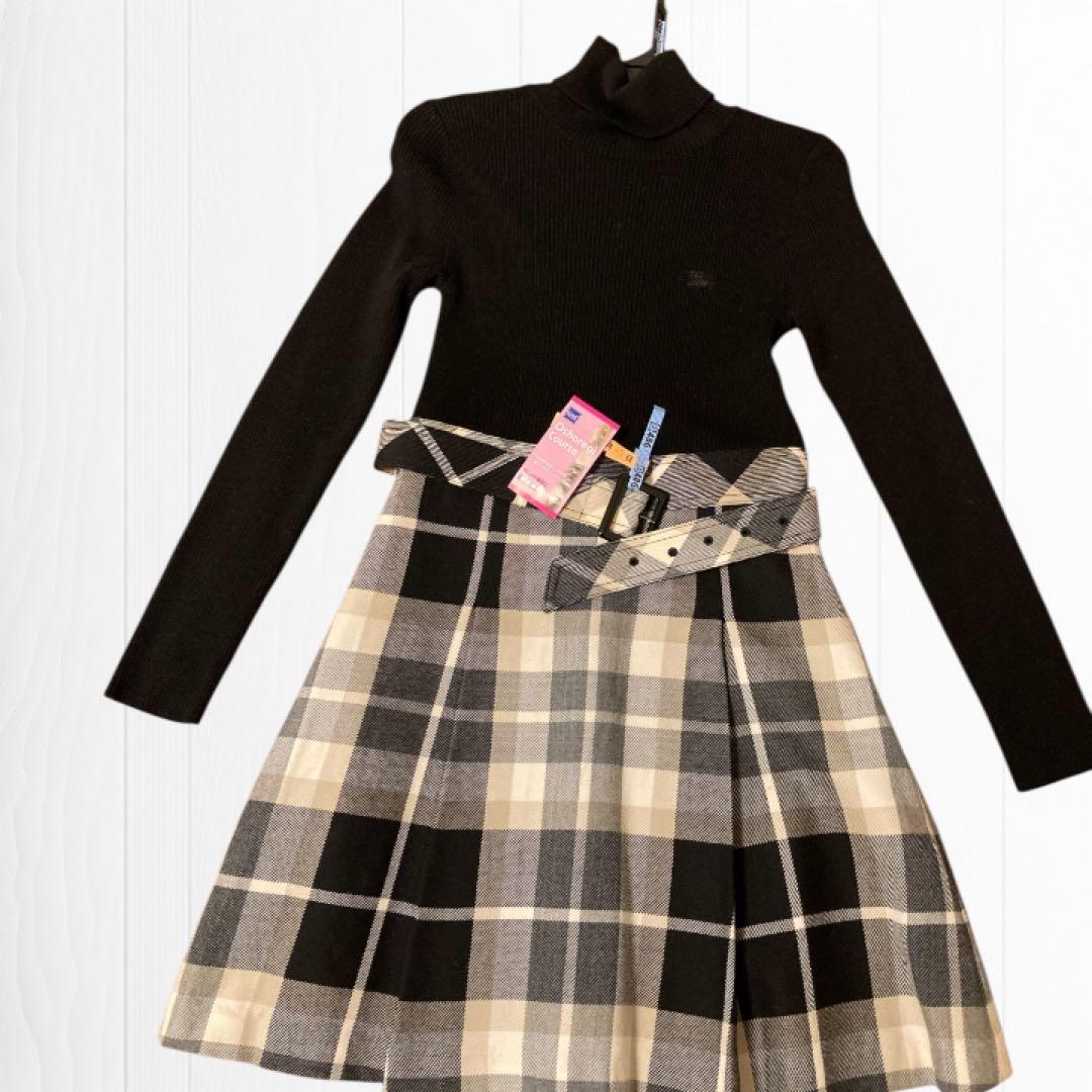 クリーニング済★BURBERRY BLUELABEL 長袖 ニット ワンピース