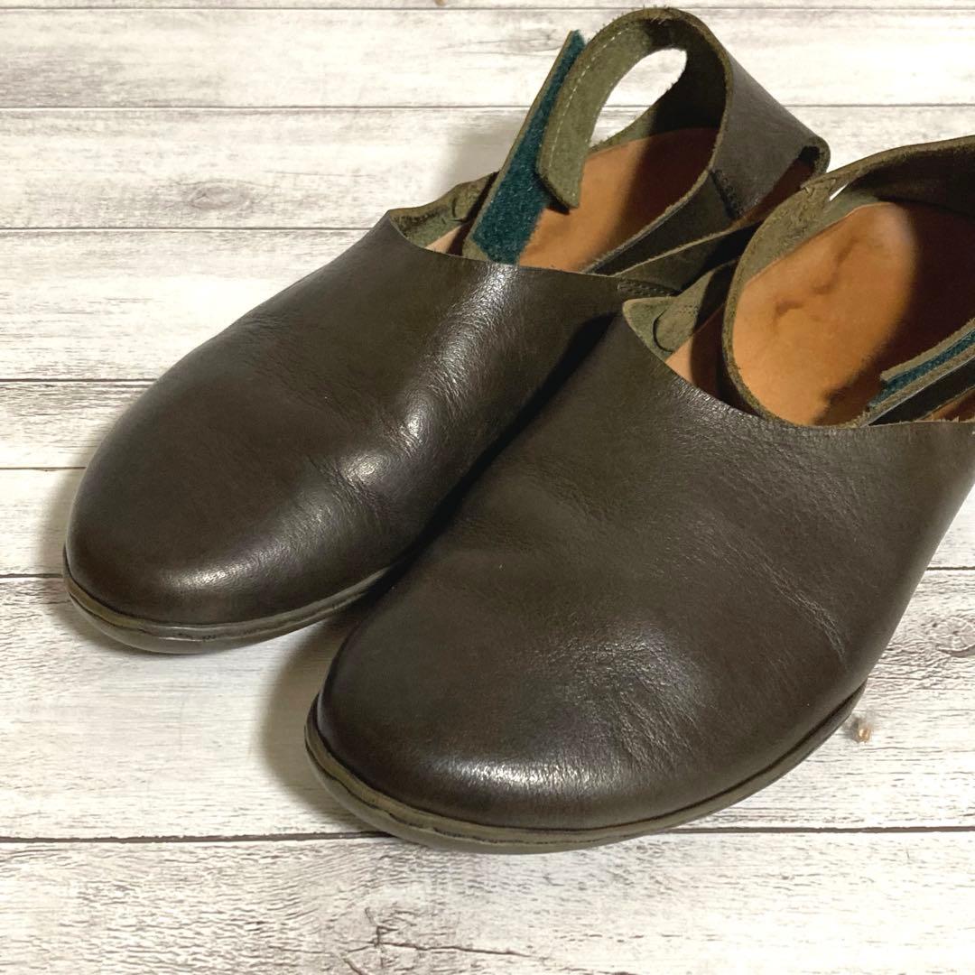 トリッペン　フラットシューズ アンクルストラップ　PAN パン　37　レザー