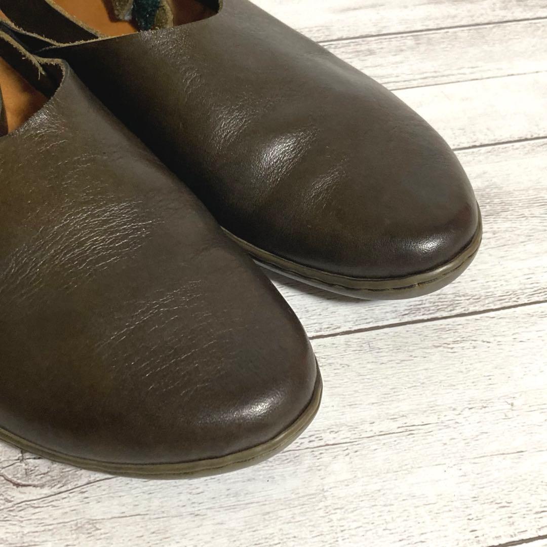 トリッペン　フラットシューズ アンクルストラップ　PAN パン　37　レザー