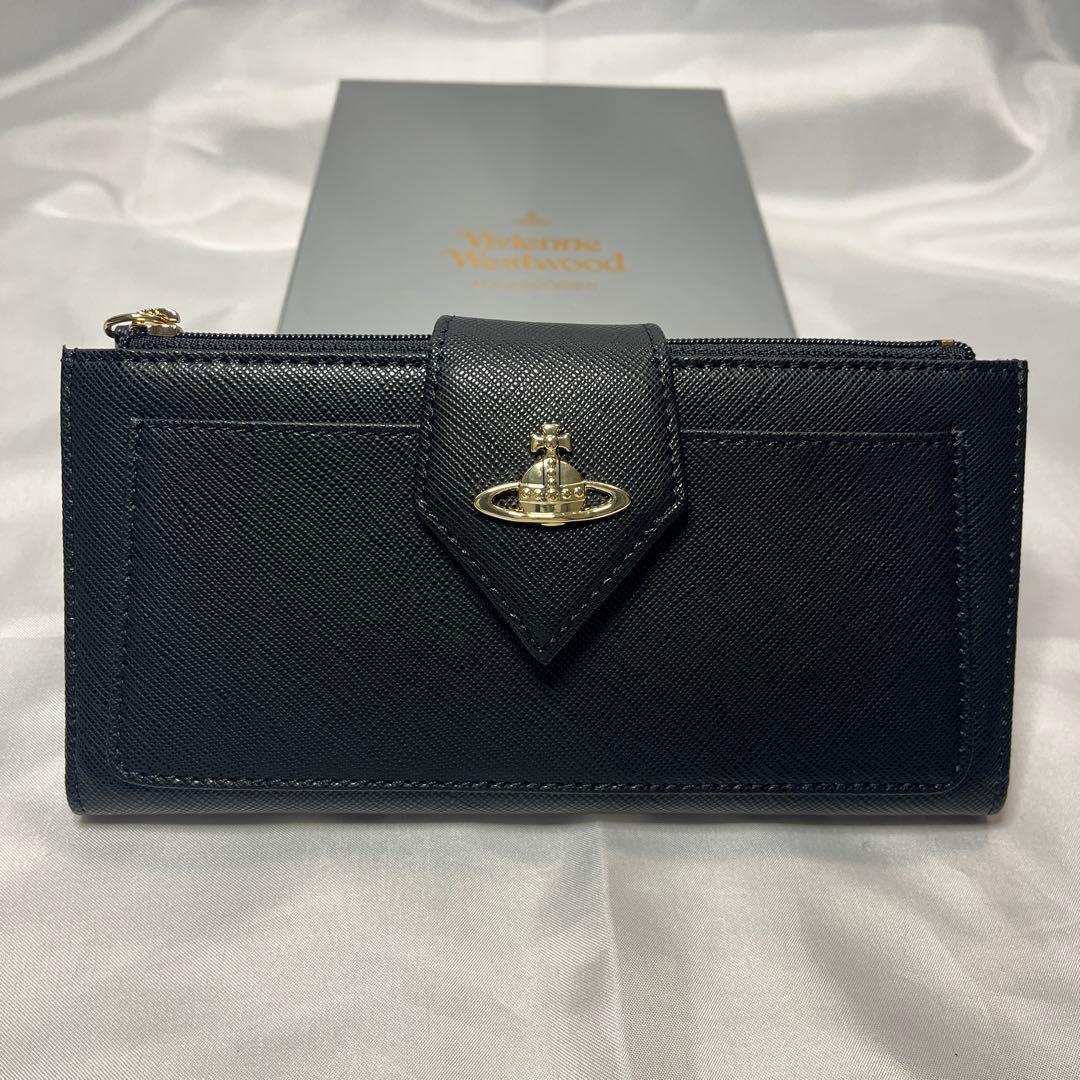 新品 Vivienne Westwood ブラック ゴールドオーブ　長財布