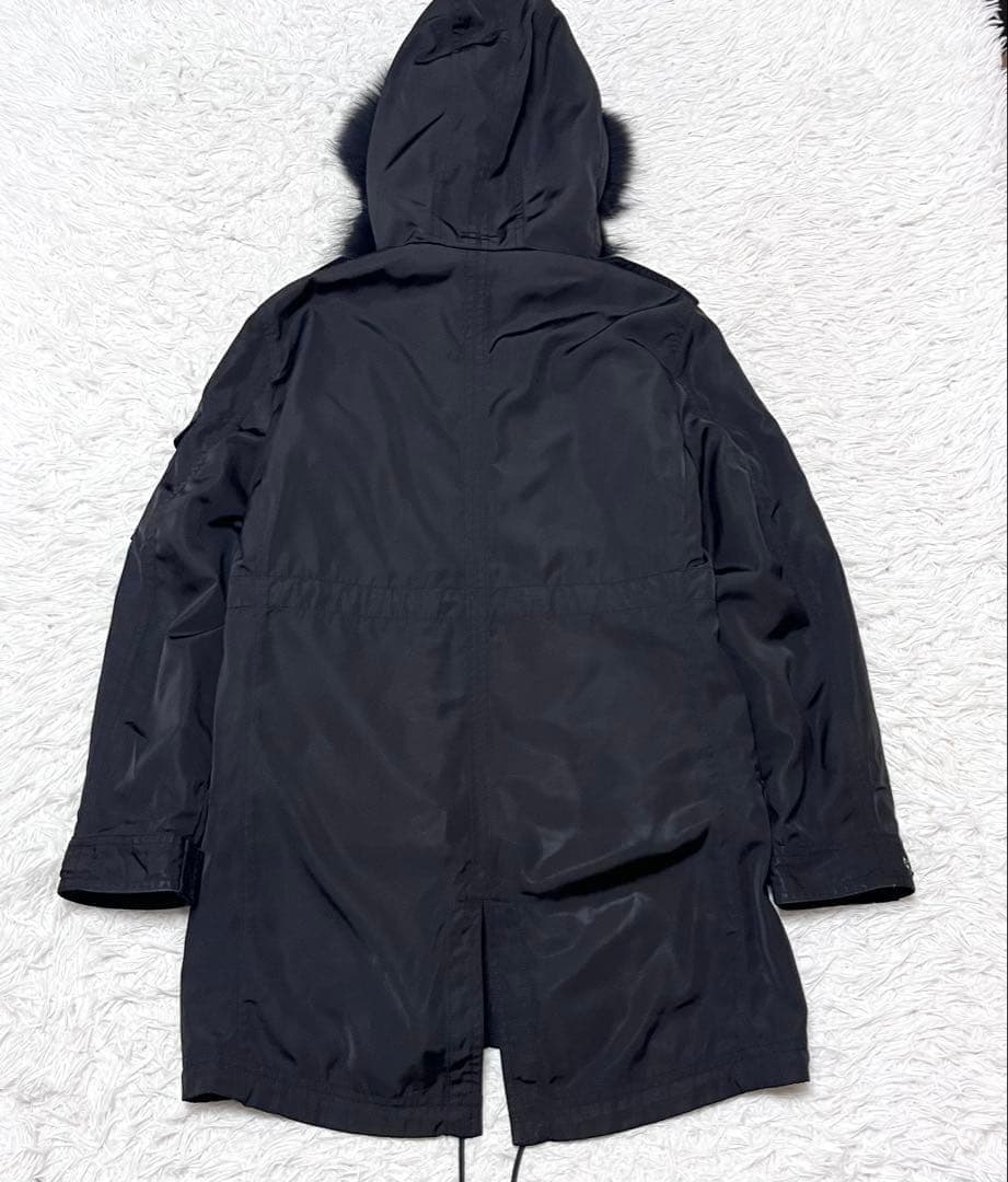 バーバリーブラックレーベル モッズコート タヌキファー キルティングライナー付き