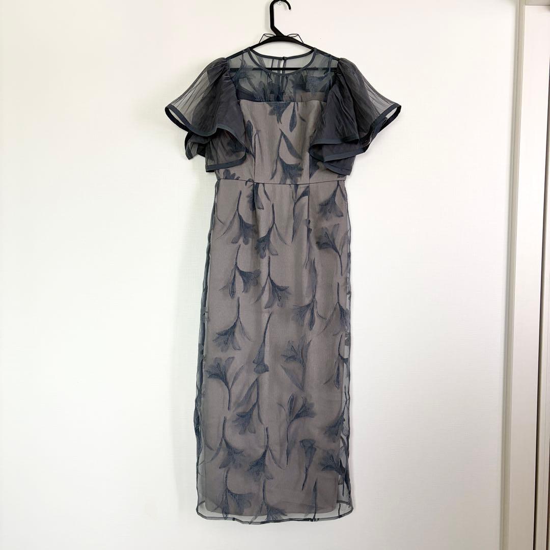 kana シアー素材 フラワー刺繍 ワンピース ドレス 結婚式 オケージョン