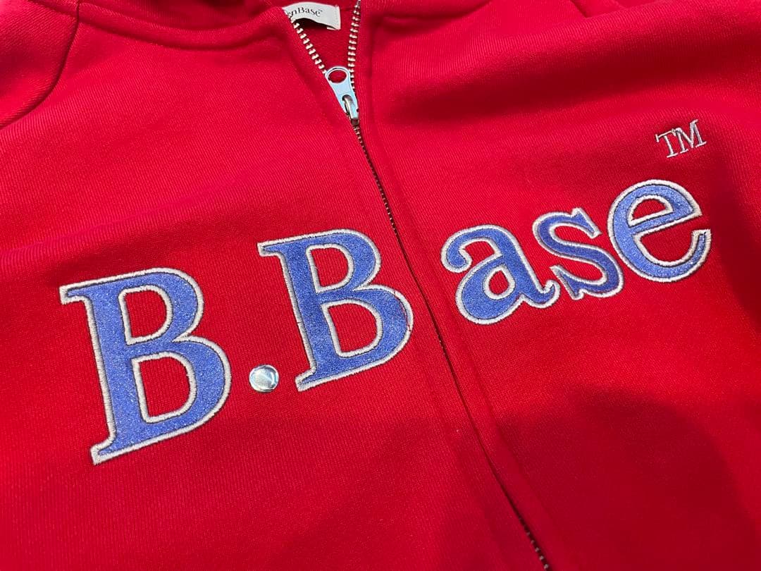 Broken Base グリッターダブルジップフーディー レッド M