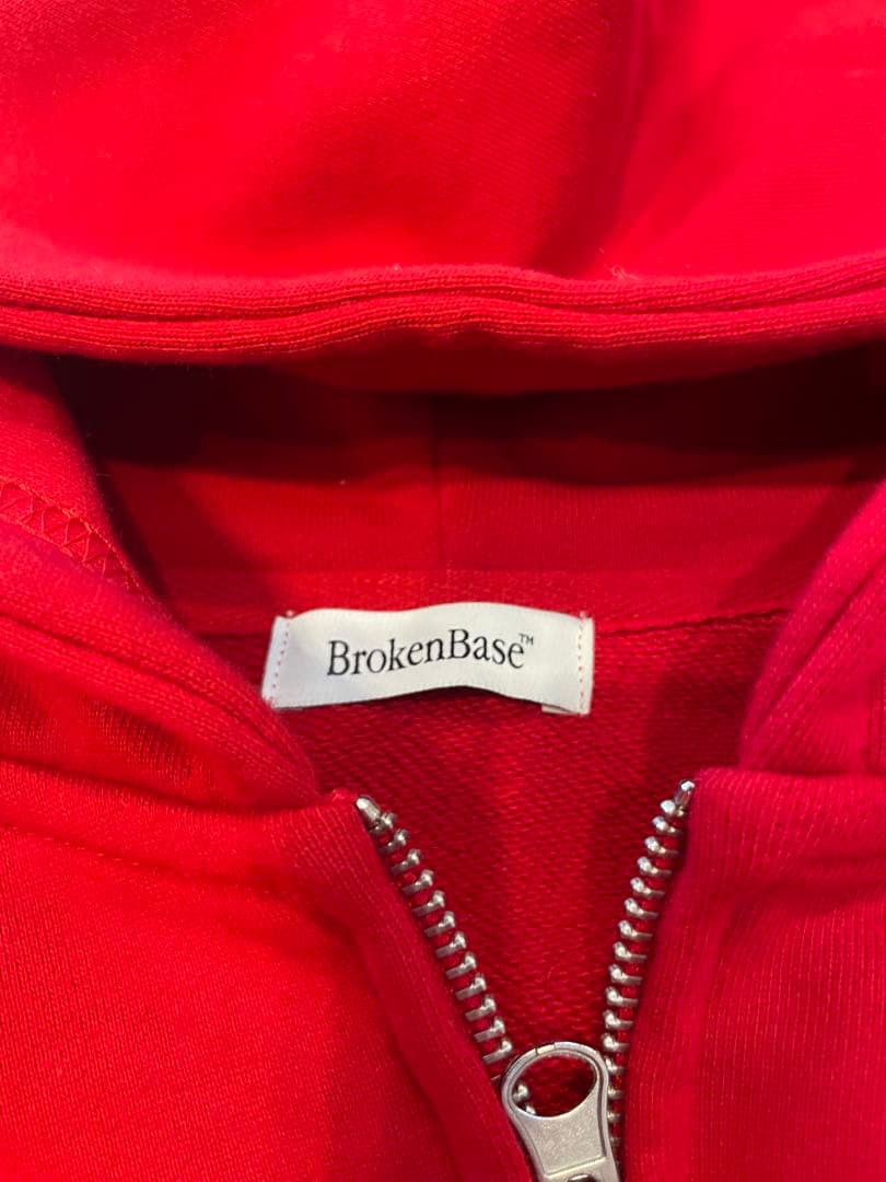 Broken Base グリッターダブルジップフーディー レッド M