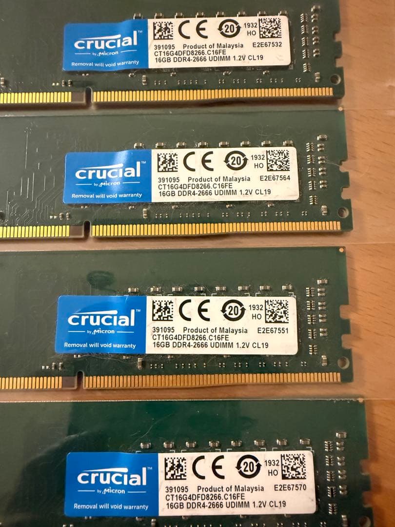 Crucial 16GB×4枚 計64GB DDR4-2666 CL19