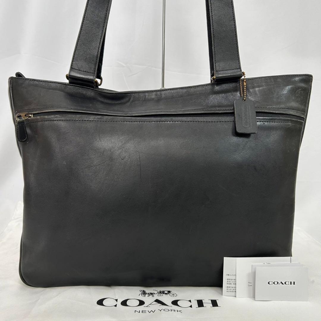 【美品】オールドコーチ 4129 トートバッグ レザー A4可 黒 肩掛け