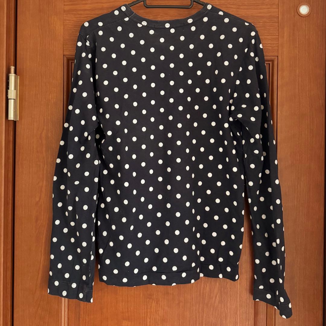 PLAY COMME des GARÇONS Mネイビー ドット柄 長袖Tシャツ