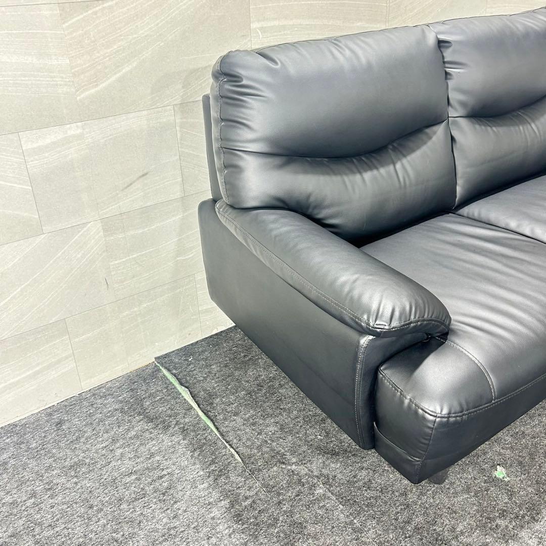 ニトリ 2人掛け ソファ Nシールド キャッツ3 合皮 黒 d5157