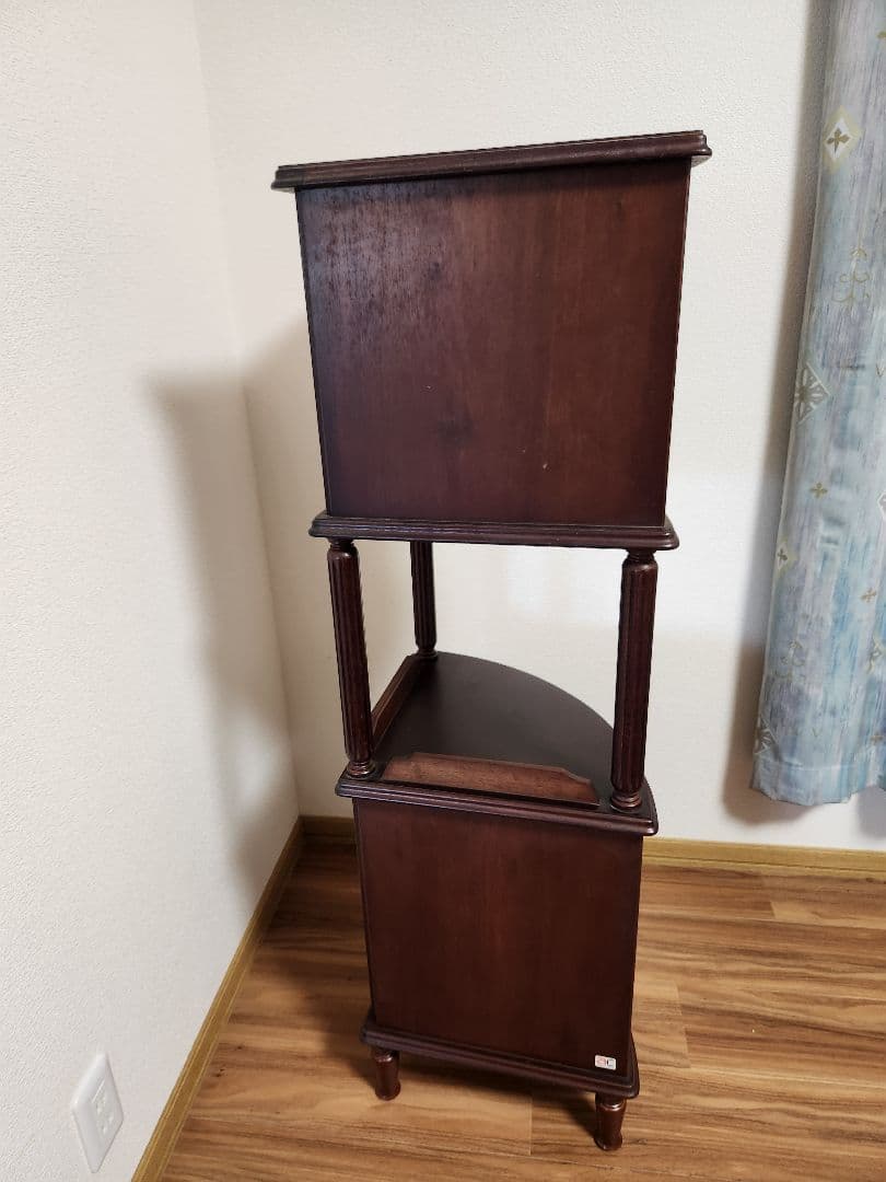 綾野製作所製アヤノクラフト木製三角コーナーキャビネット ダークブラウン