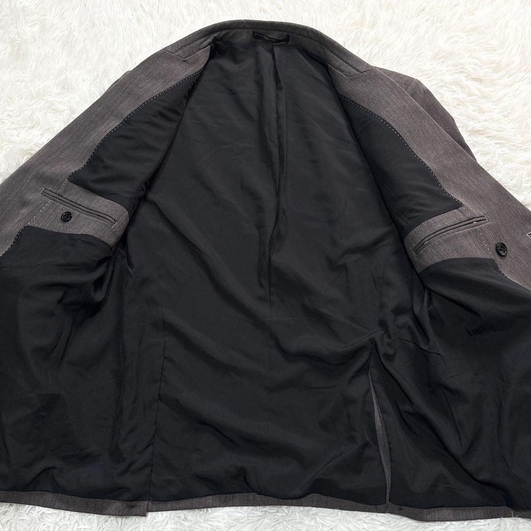 【美品】スーツ セットアップ スリーピース ヘリンボーン ダブル 総裏 ブラウン