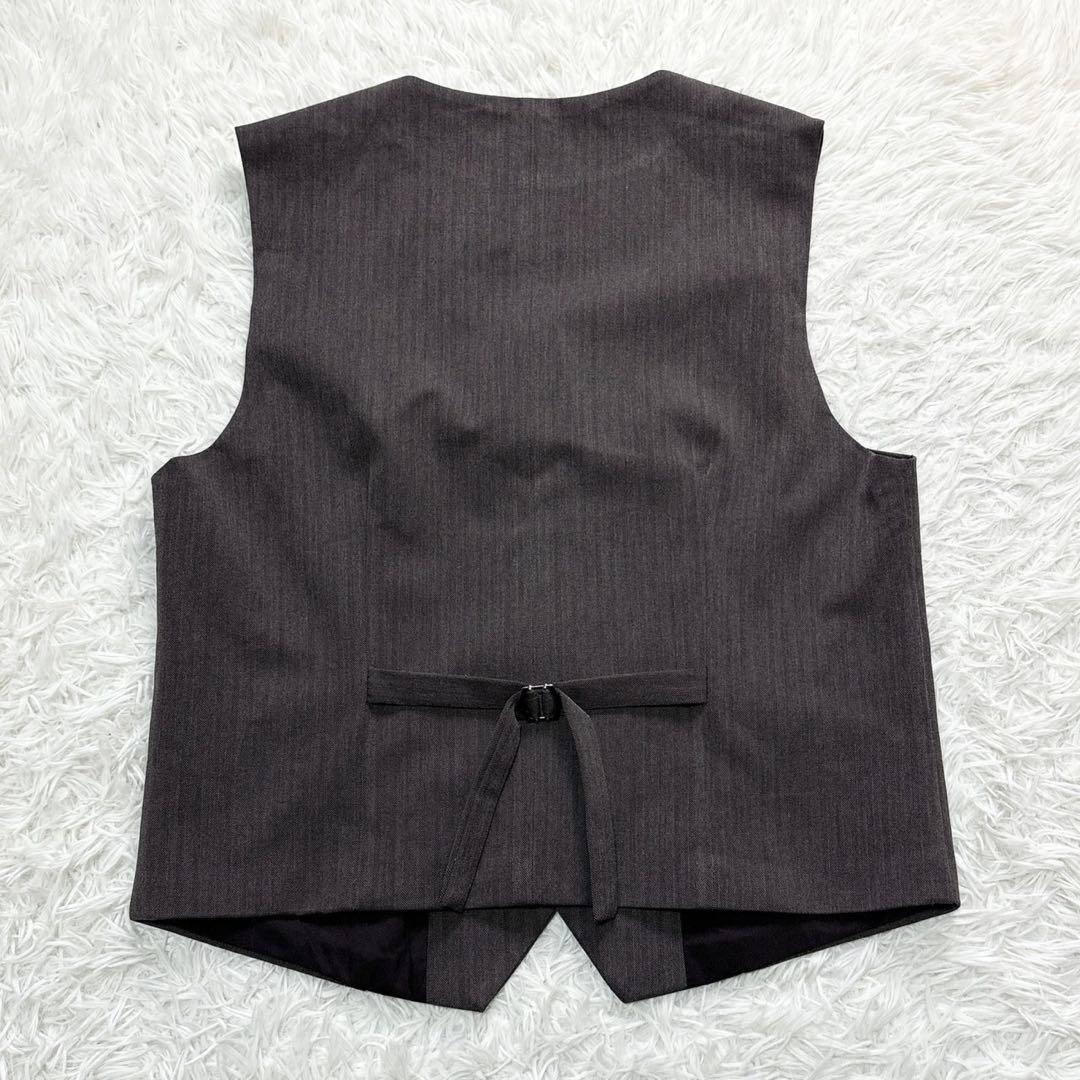 【美品】スーツ セットアップ スリーピース ヘリンボーン ダブル 総裏 ブラウン