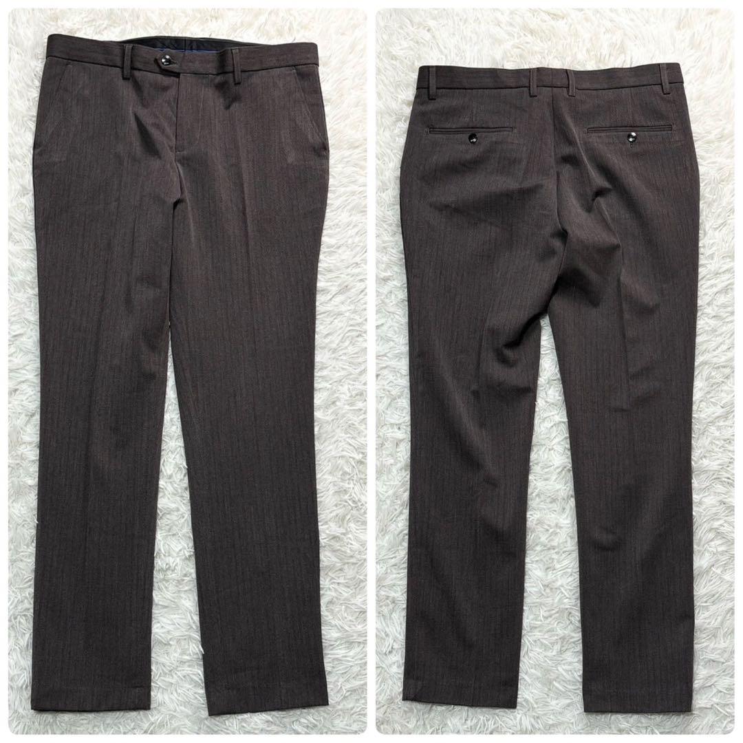 【美品】スーツ セットアップ スリーピース ヘリンボーン ダブル 総裏 ブラウン