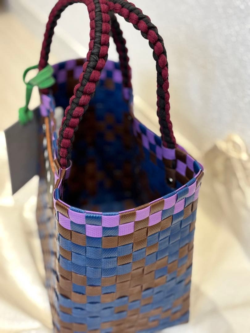 MARNI マルニマーケット 超美品 かごバッグ 茶X青X紫