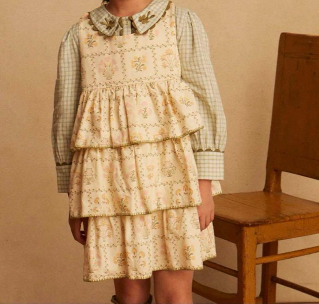 アポリナ Apolina Worker Check Sage ブラウス　2-3y