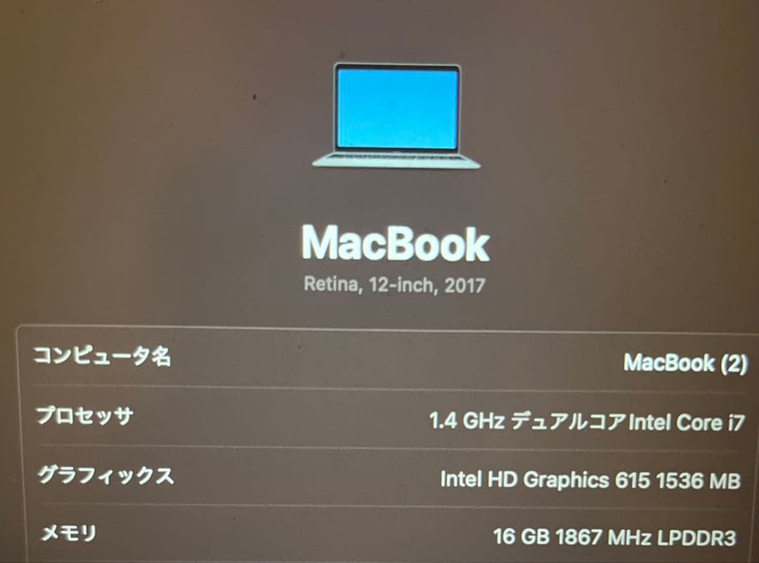 おまけ MacBook mid 2017 i7 16gb 512gb