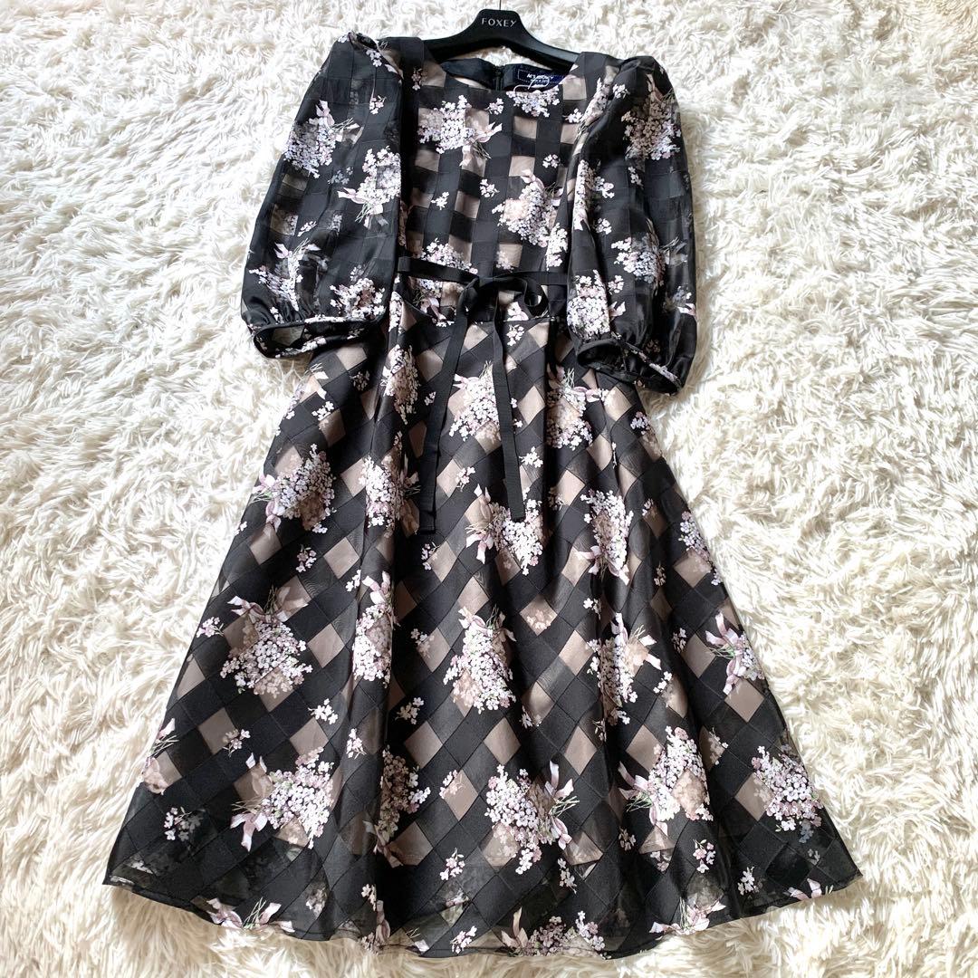 新品✨人気 エムズグレイシー 花柄 チュール ロング ワンピース ドレス 40
